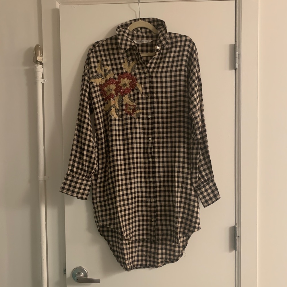 Zara Embroidered Shirt Dress